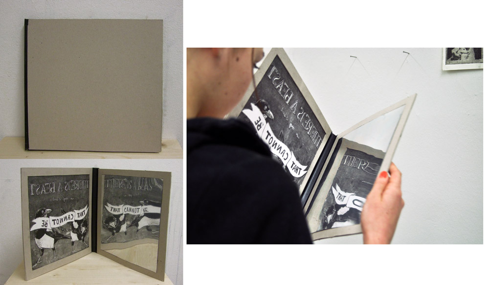 hidden message, Radierung mit Spiegelfolie, 2013